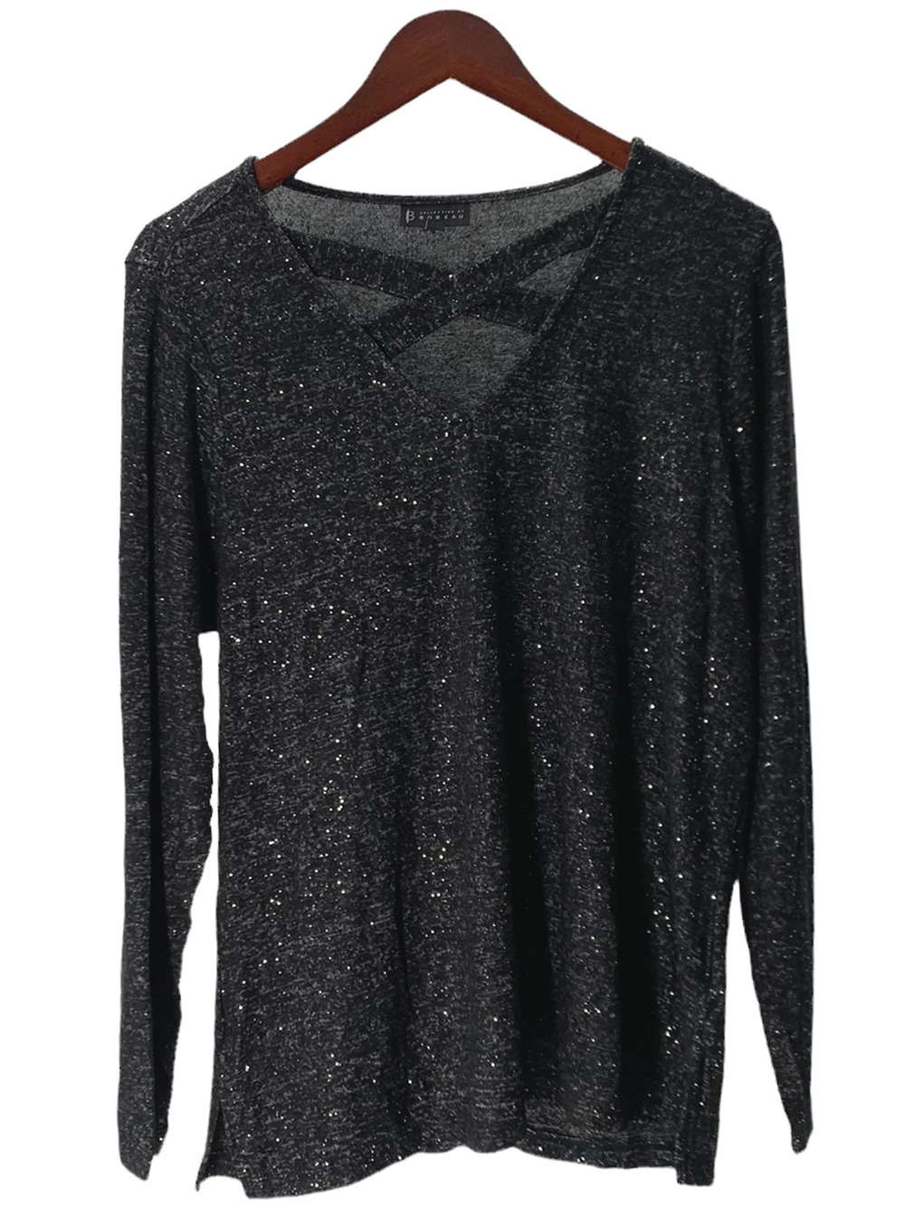 B Collection by Bobeau Cross Front Top Raven Black - Regular